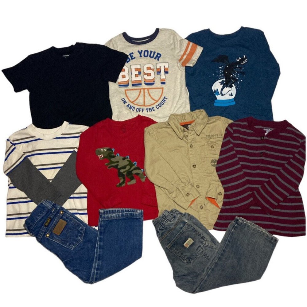Boy's Lot (9) Wrangler Old Navy Jeans Cat & Jack Carters Geranimals Shirts Sz 3T